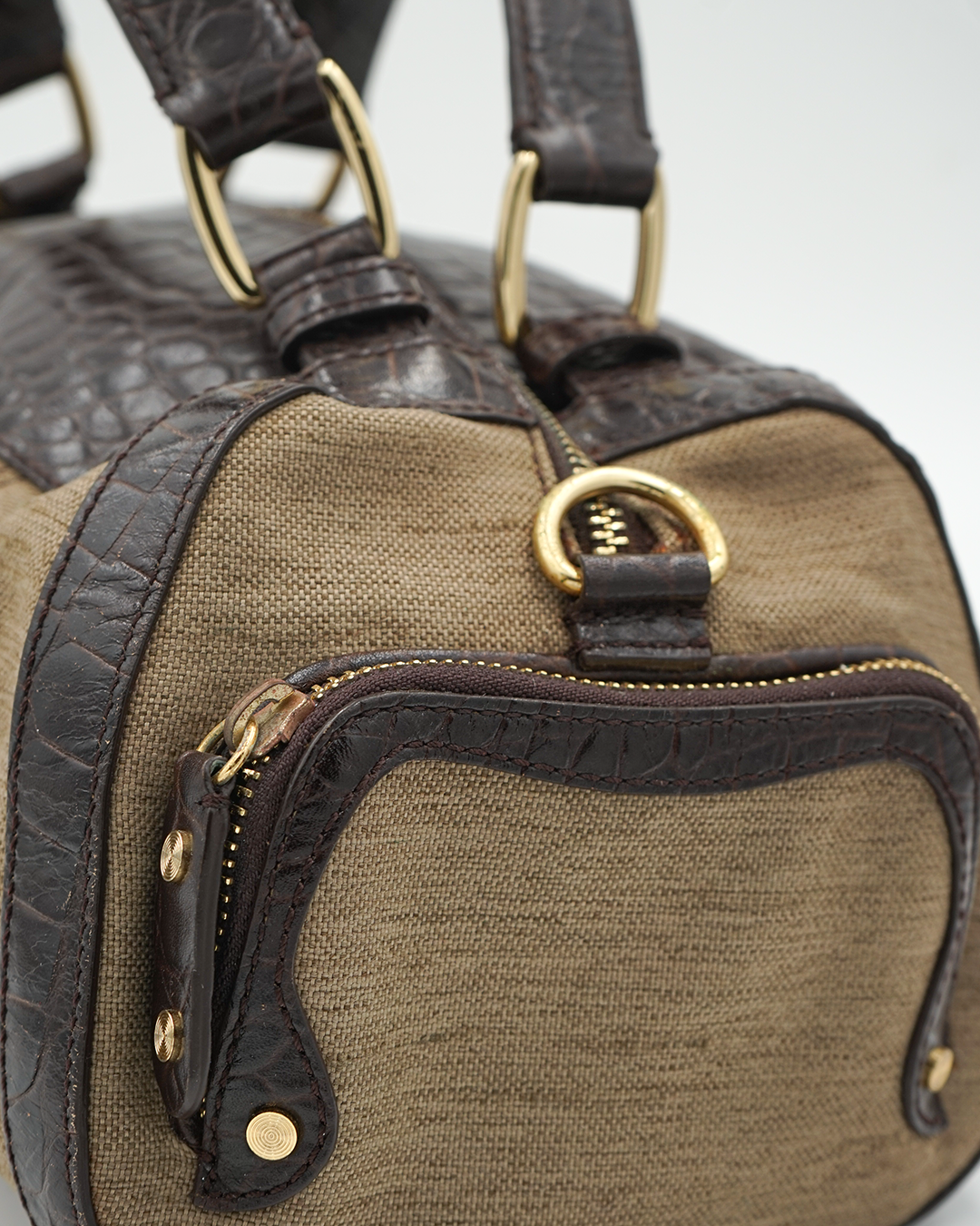 Barrel Style Tote with Croc Trim