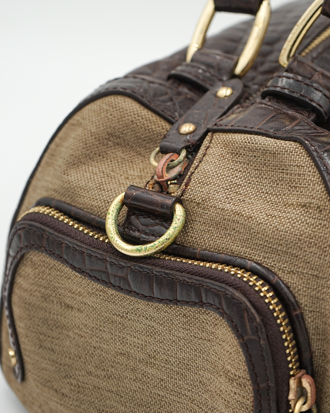 Barrel Style Tote with Croc Trim