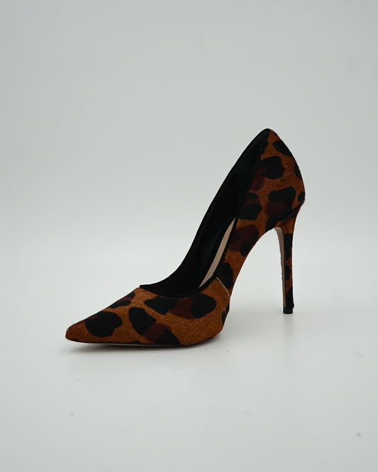 Calf Hair Leather Leopard Print Heel
