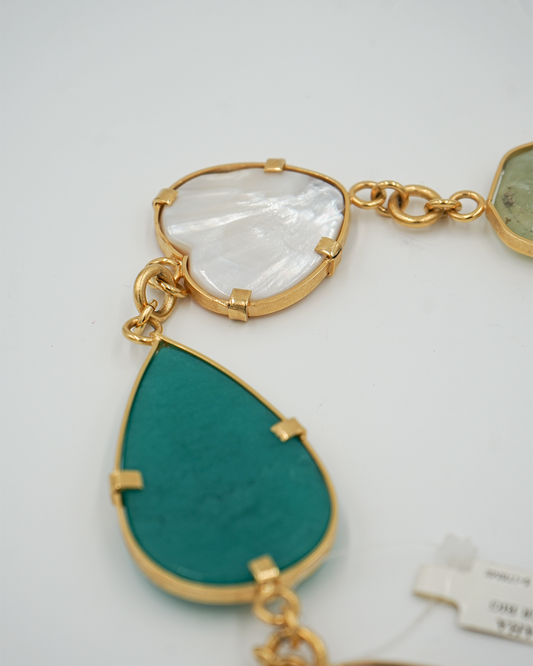 Gold-Framed Multistone Statement Necklace