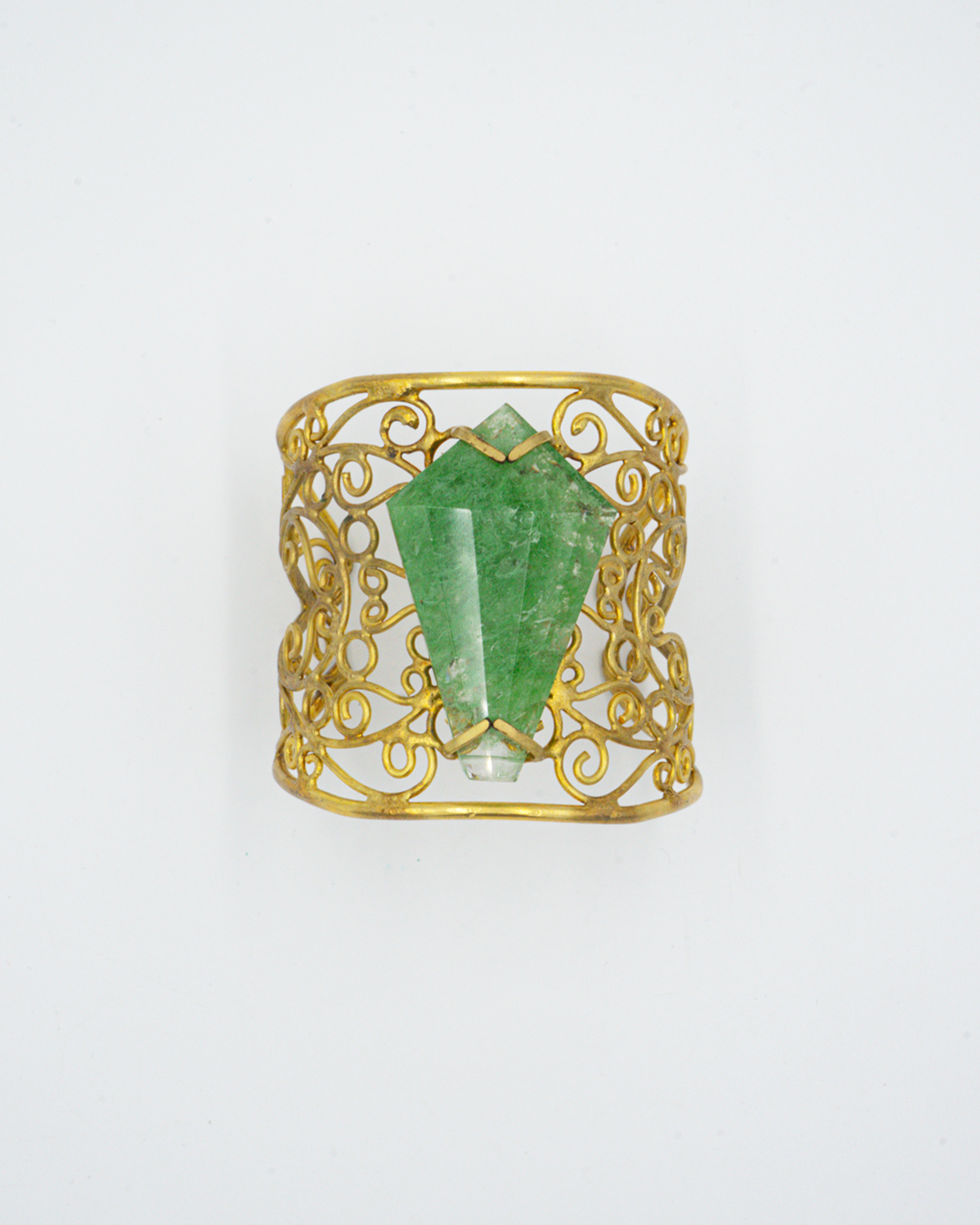 Gold Cuff with Green Stone