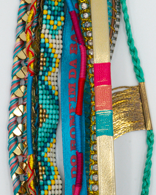 Mixed Bracelet with Gold Buckle