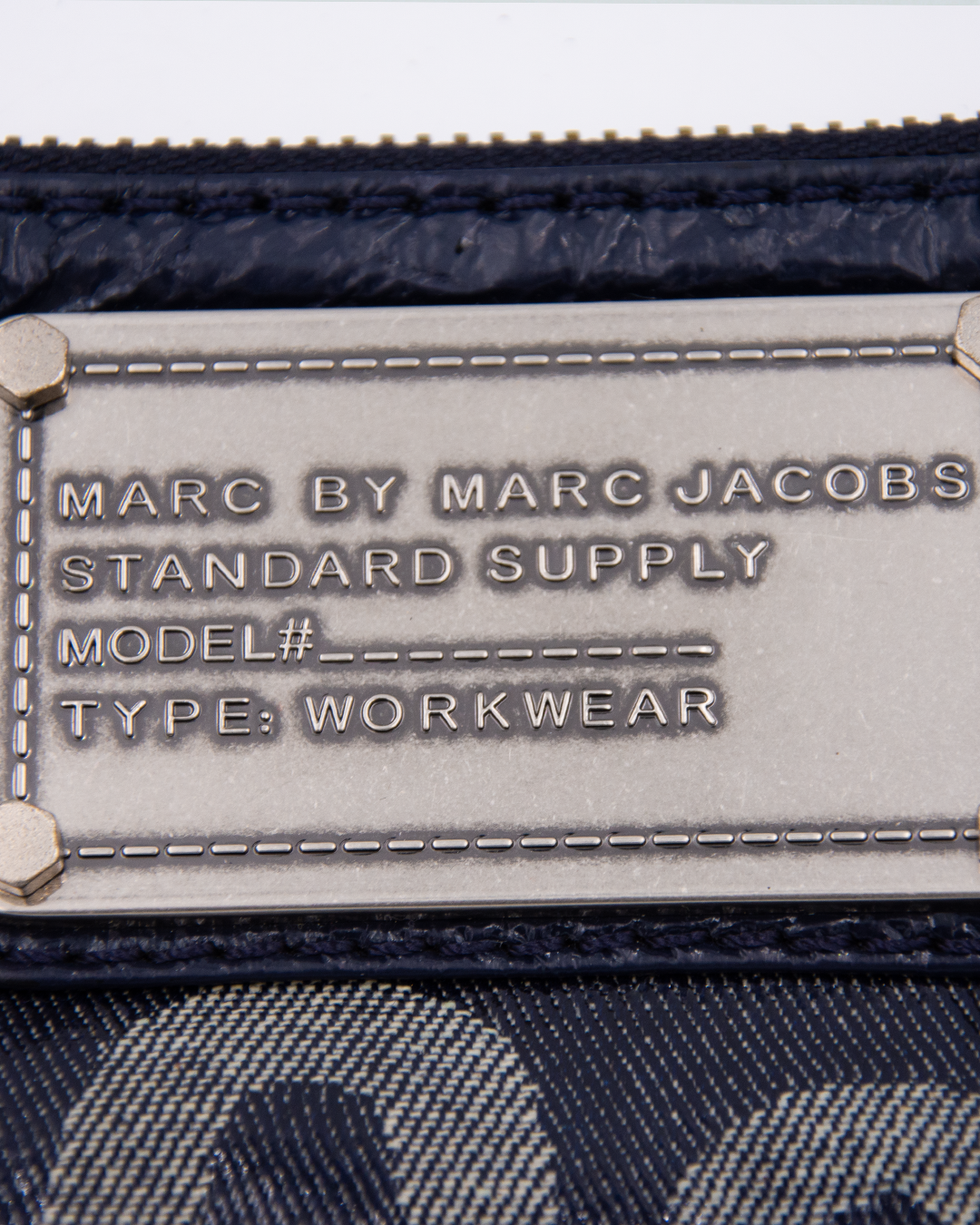 Blue Coated Canvas and Leather Bag