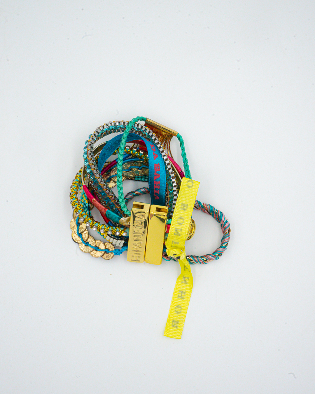 Mixed Bracelet with Gold Buckle