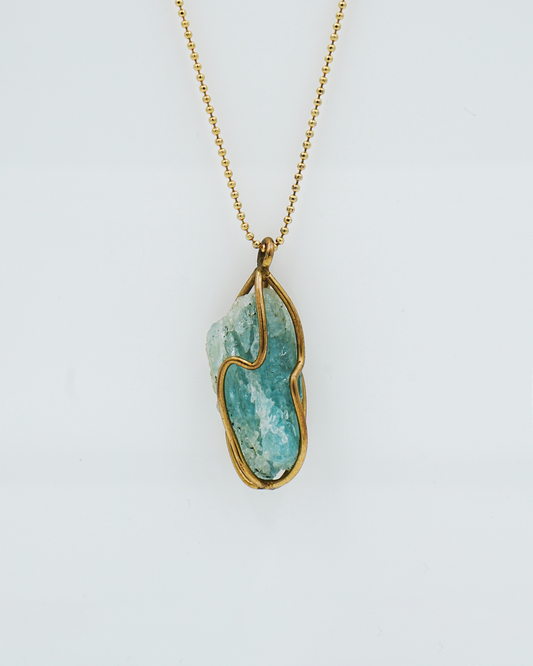 Green Stone Drop Pendant Necklace