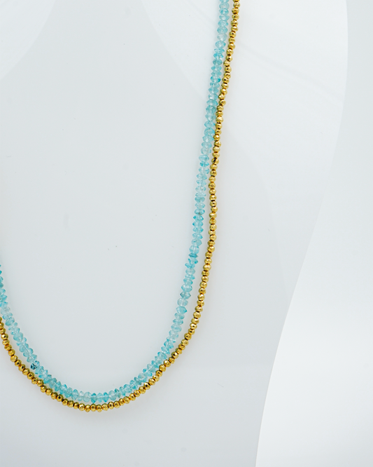 Aqua & Gold Seed Bead Necklace