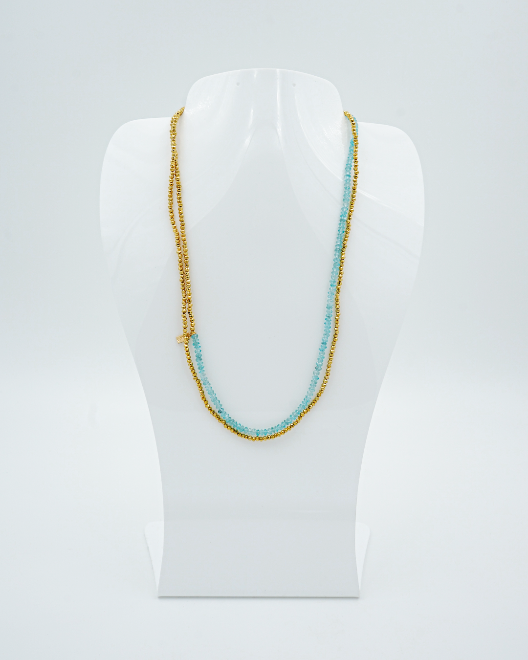 Aqua & Gold Seed Bead Necklace