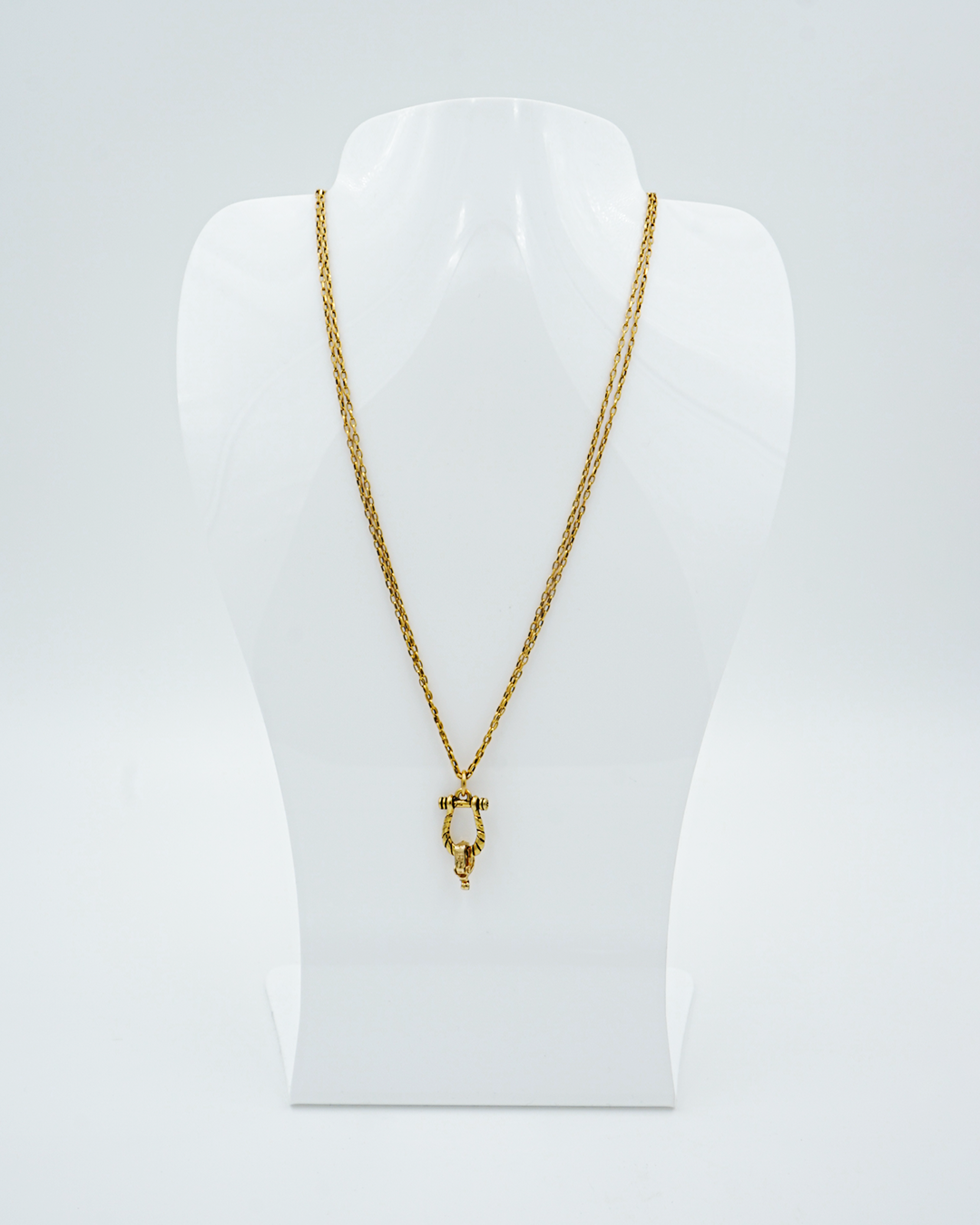 Double Chain Gold Pendant Necklace