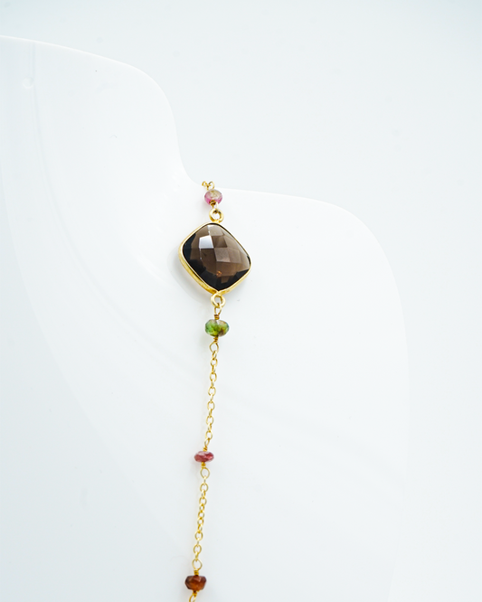 Long Strand Brown Stone Necklace