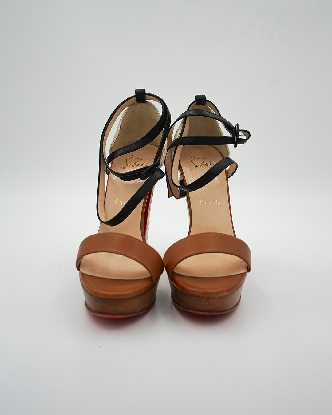 Python and Leather Platform Ankle Strap Sandals