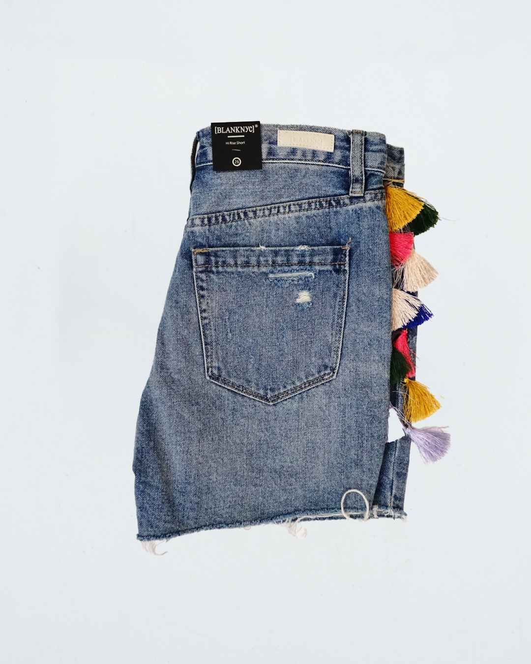 High Rise Cut Off Jean Shorts Fetival Tassels