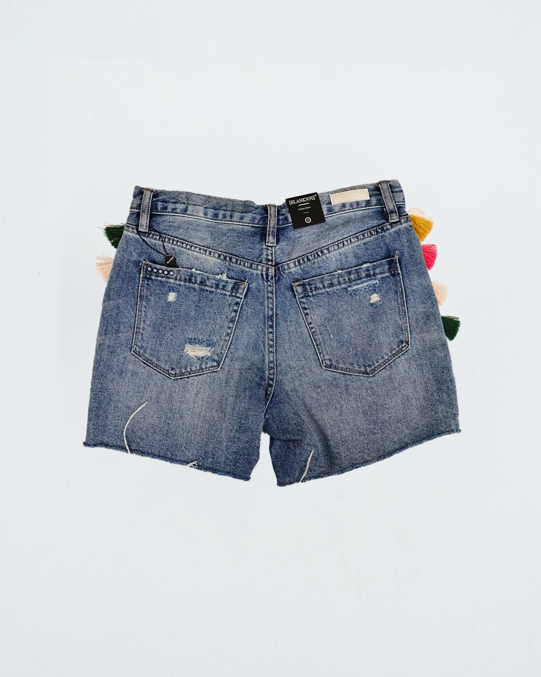 High Rise Cut Off Jean Shorts Fetival Tassels