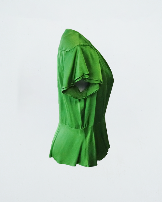 Green Wrap Tie Strings Shirt