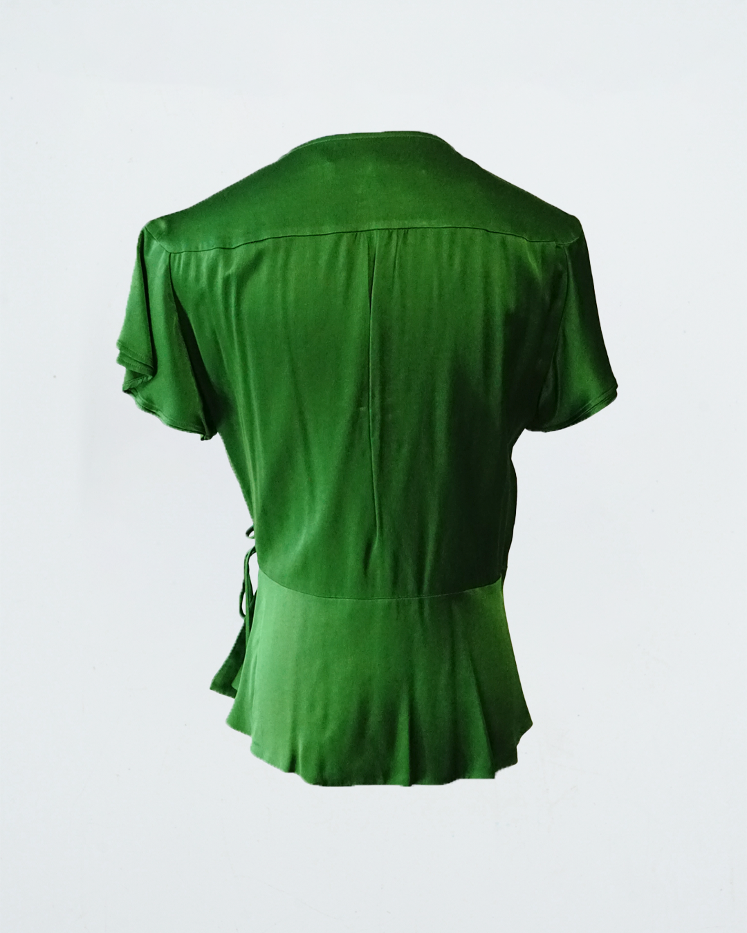 Green Wrap Tie Strings Shirt