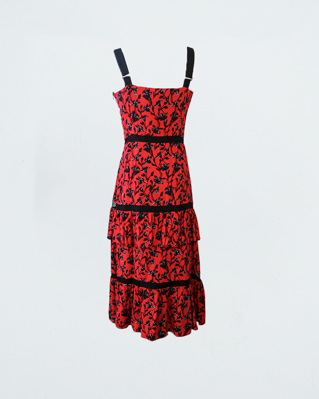 ISABEL TIERED RUFFLE MIDI DRESS