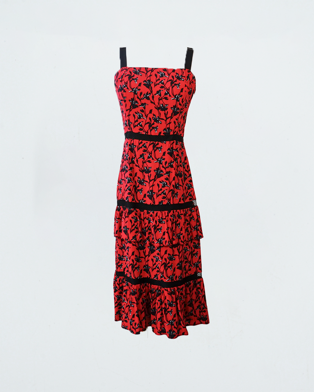 ISABEL TIERED RUFFLE MIDI DRESS