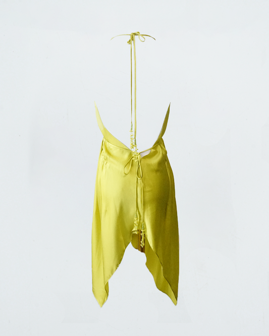 Yellow Green silk dress