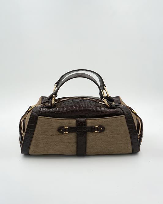 Barrel Style Tote with Croc Trim