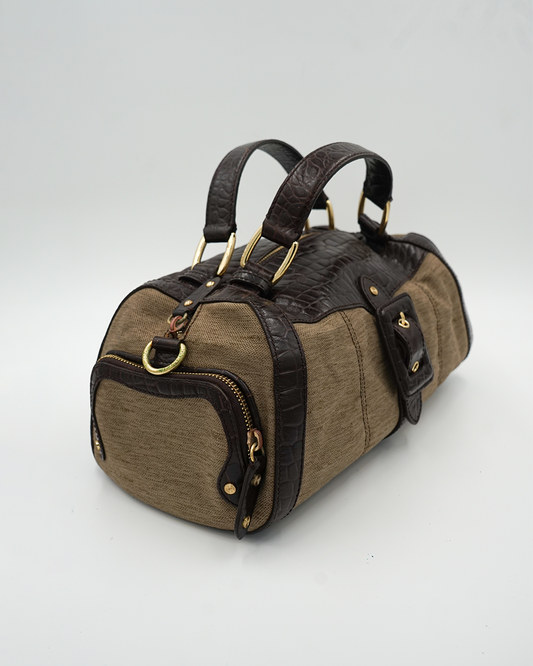 Barrel Style Tote with Croc Trim
