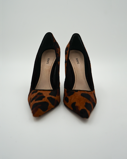 Calf Hair Leather Leopard Print Heel