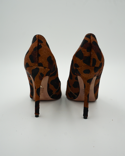 Calf Hair Leather Leopard Print Heel