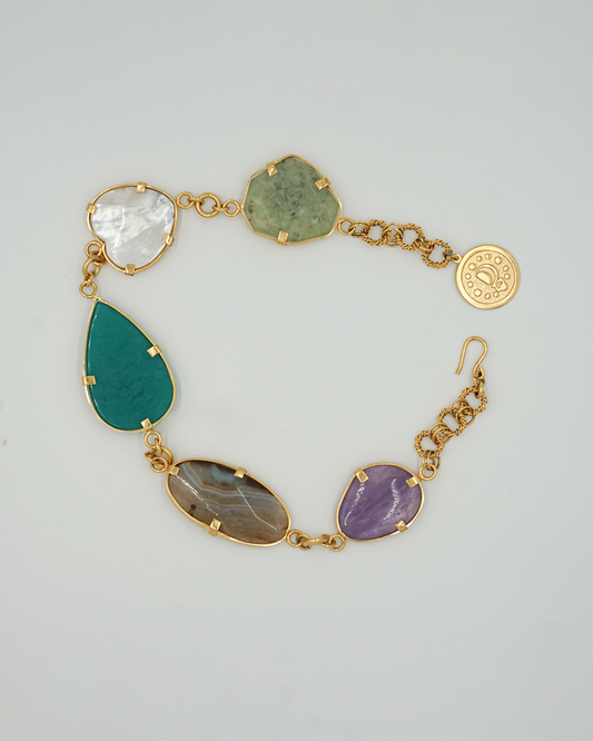 Gold-Framed Multistone Statement Necklace