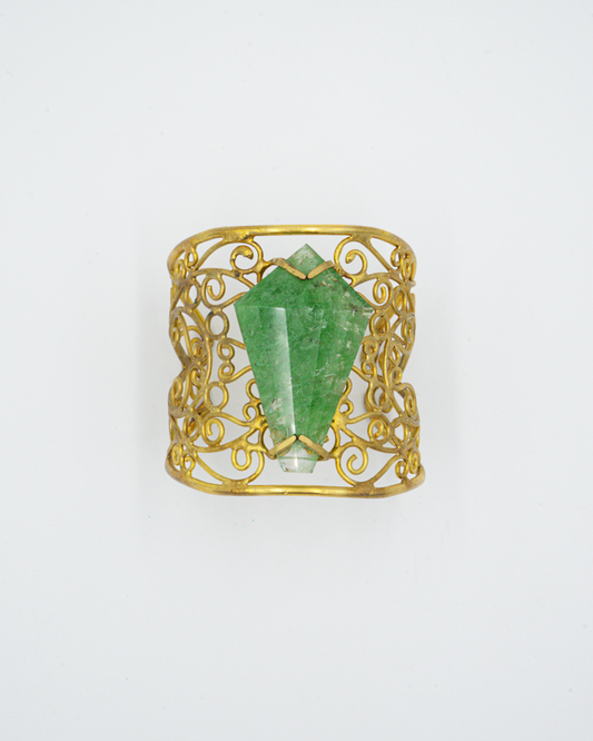 Gold Cuff with Green Stone