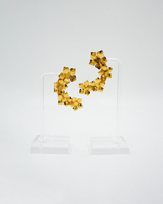 Gold Flower Ear Climbers