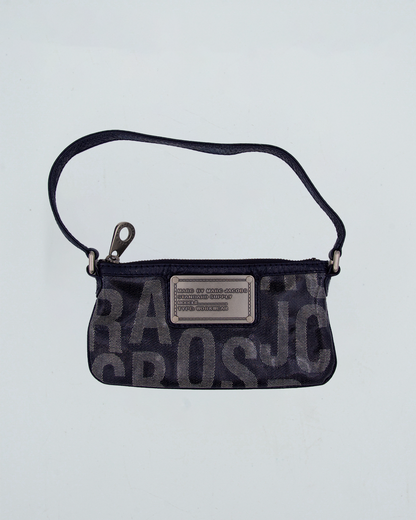 Blue Coated Canvas and Leather Bag