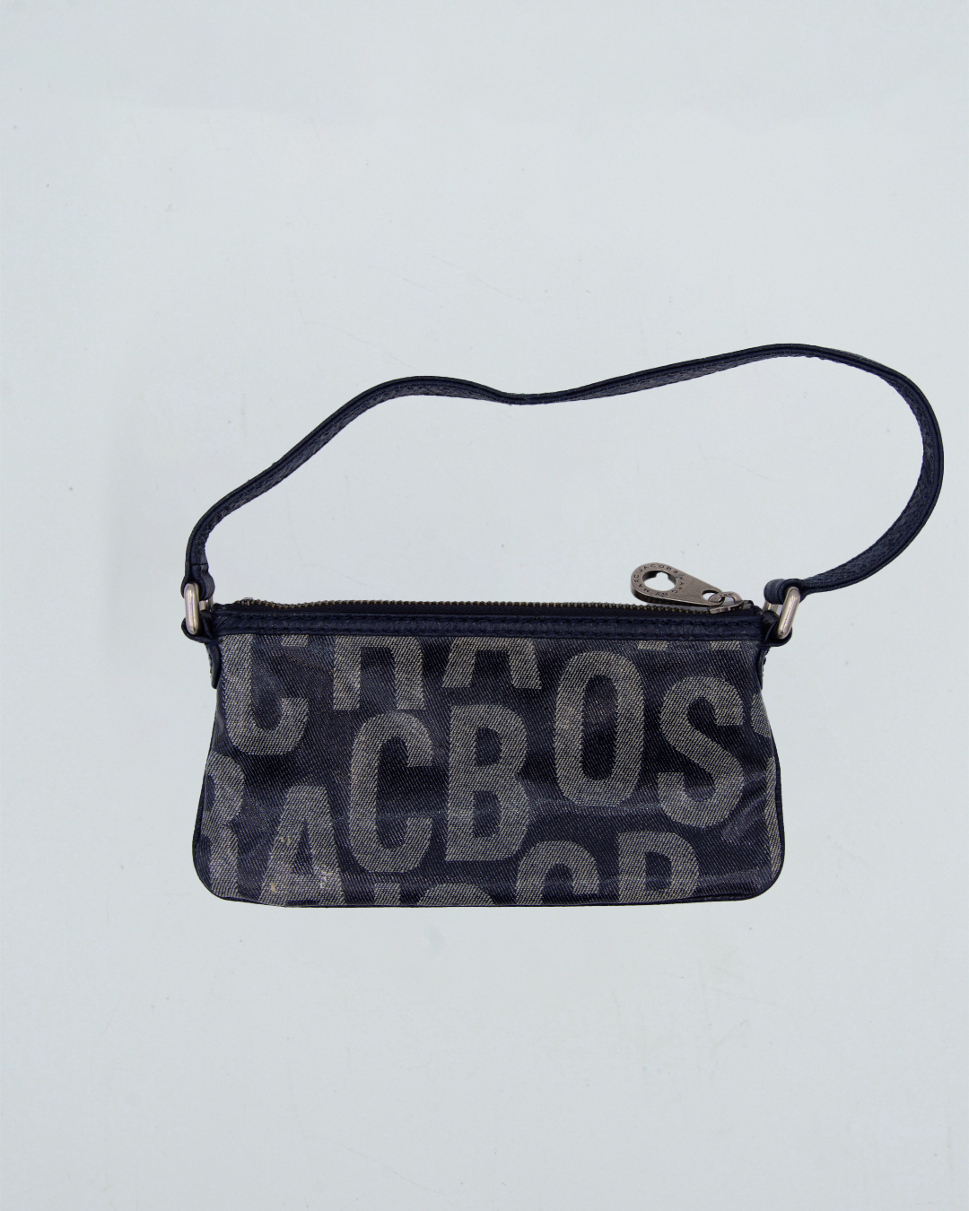 Blue Coated Canvas and Leather Bag