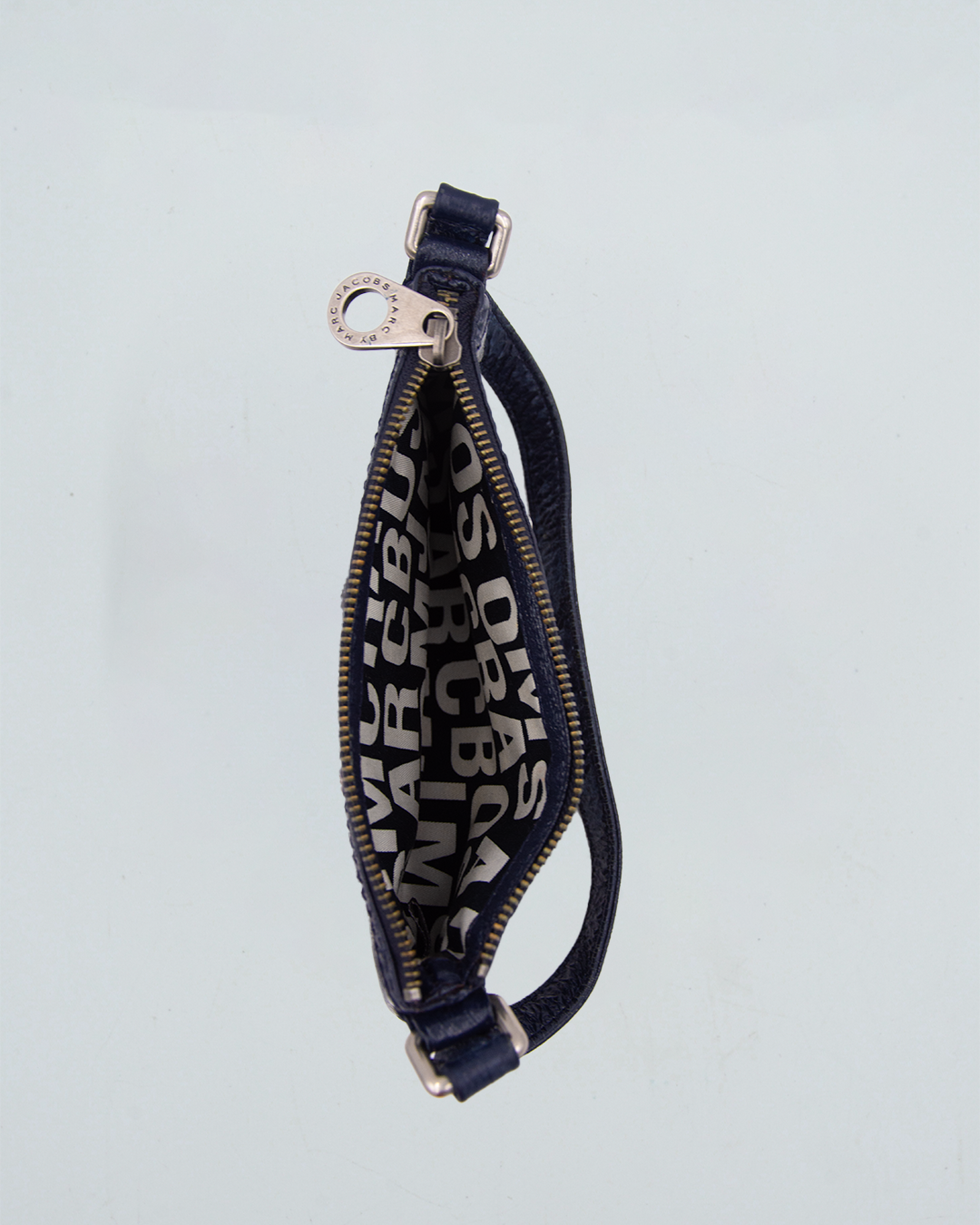 Blue Coated Canvas and Leather Bag