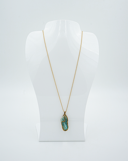 Green Stone Drop Pendant Necklace
