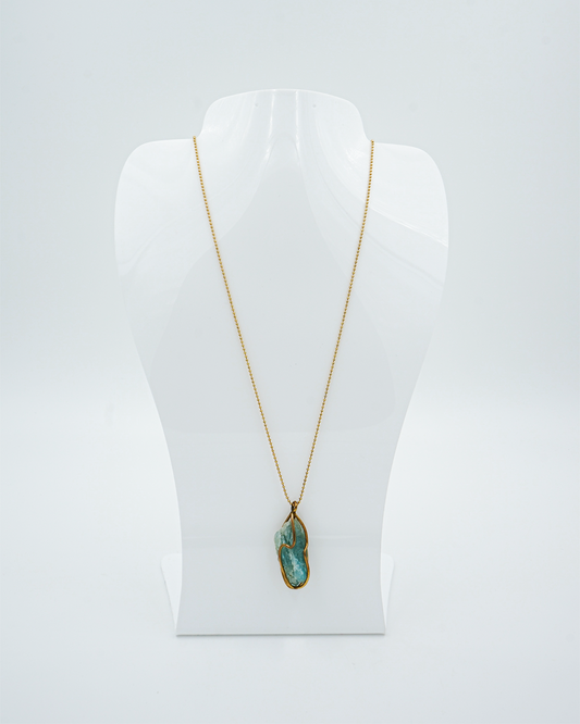 Green Stone Drop Pendant Necklace