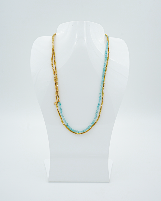 Aqua & Gold Seed Bead Necklace