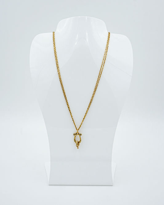 Double Chain Gold Pendant Necklace