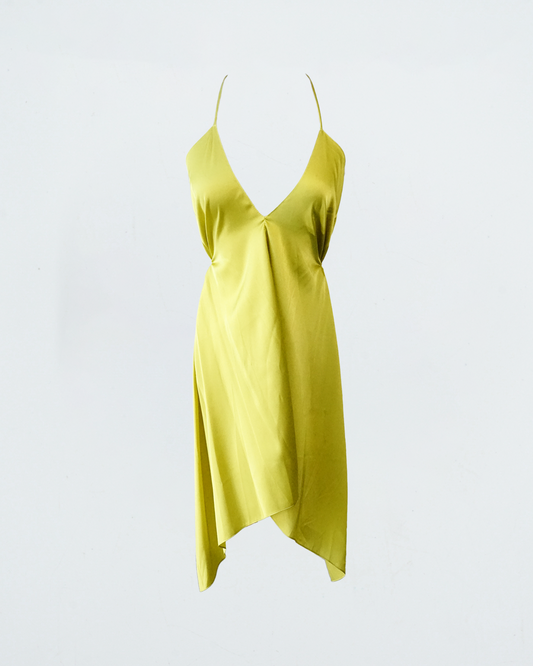 Yellow Green silk dress