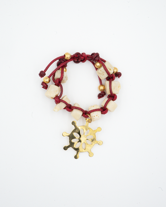 Maroon Multi-Strand Helm Charm Bracelet