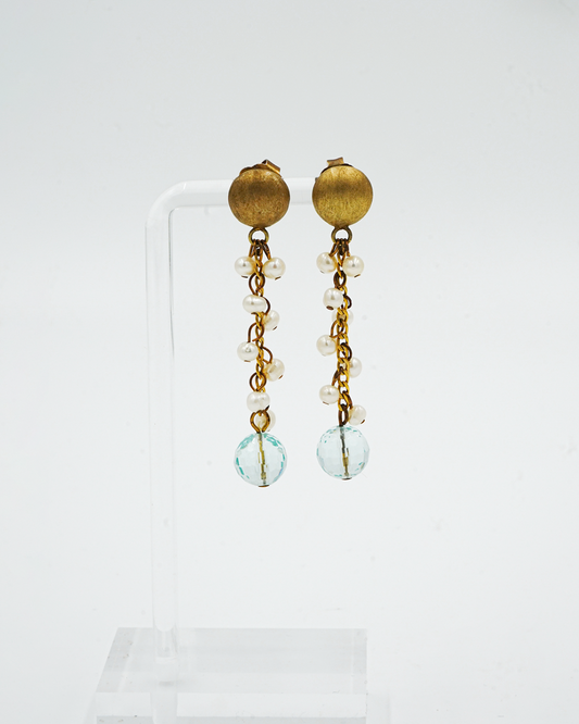 Aqua Drop Pearl Earring